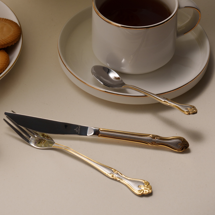 Arshia  48-piece Gold Silver Cutlery Set with Stand