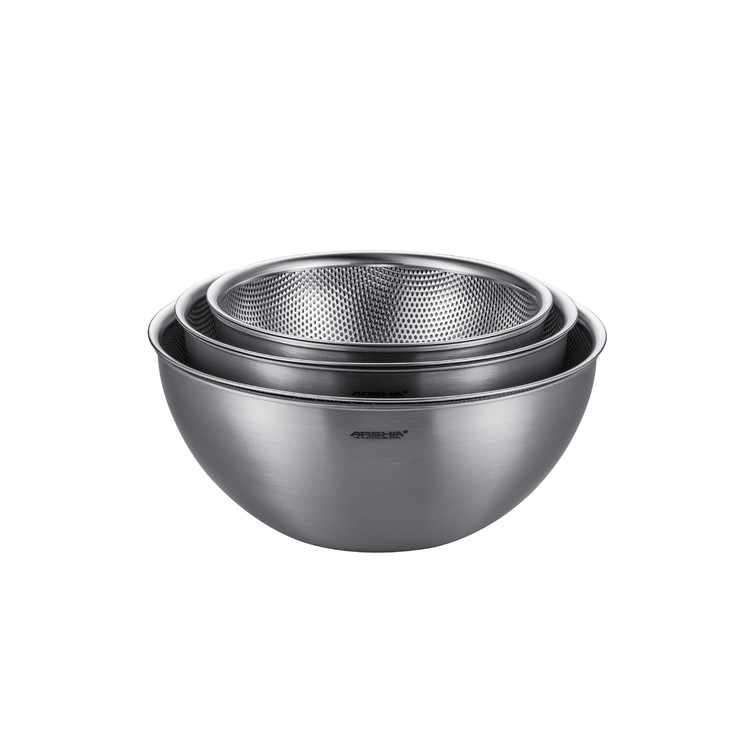 Arshia 6pcs Stainless Steel Colander with Mixing Bowl Set