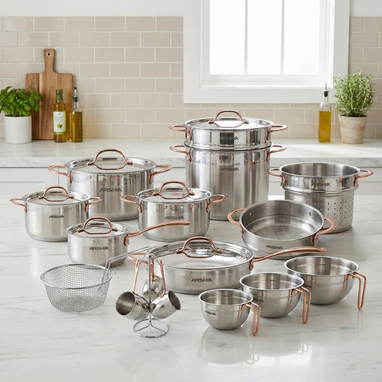 Arshia 22-Piece Stainless Steel Cookware Set