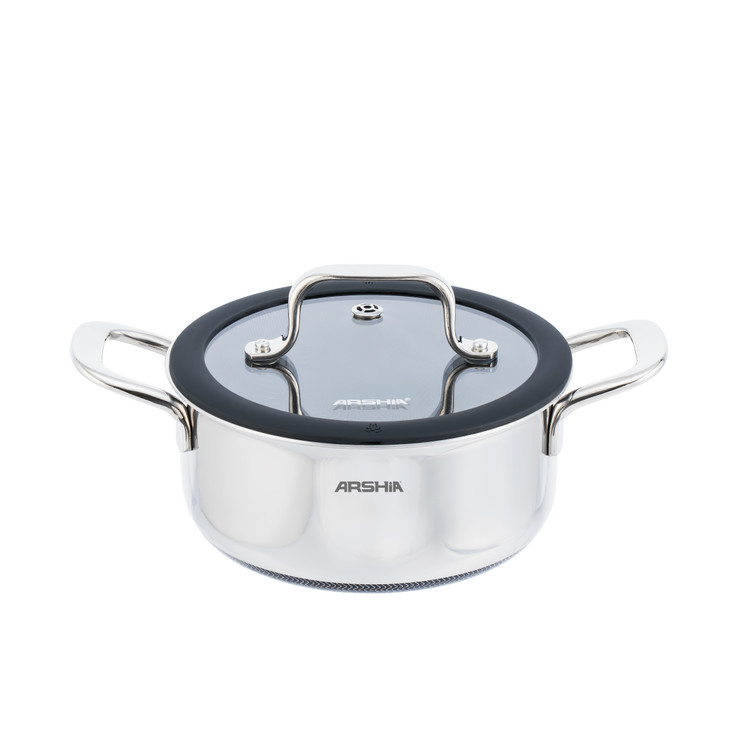 Arshia 18cm Hybrid Stainless Steel Non-Stick Casserole with Lid