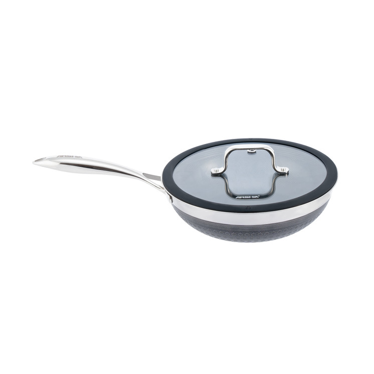 Arshia 26cm Hybrid Stainless Steel Non-Stick Wok Pan with Lid