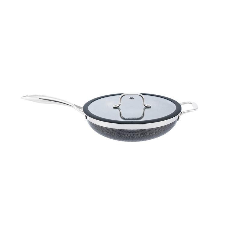 Arshia 30cm Hybrid Stainless Steel Non-Stick Wok Pan with Lid