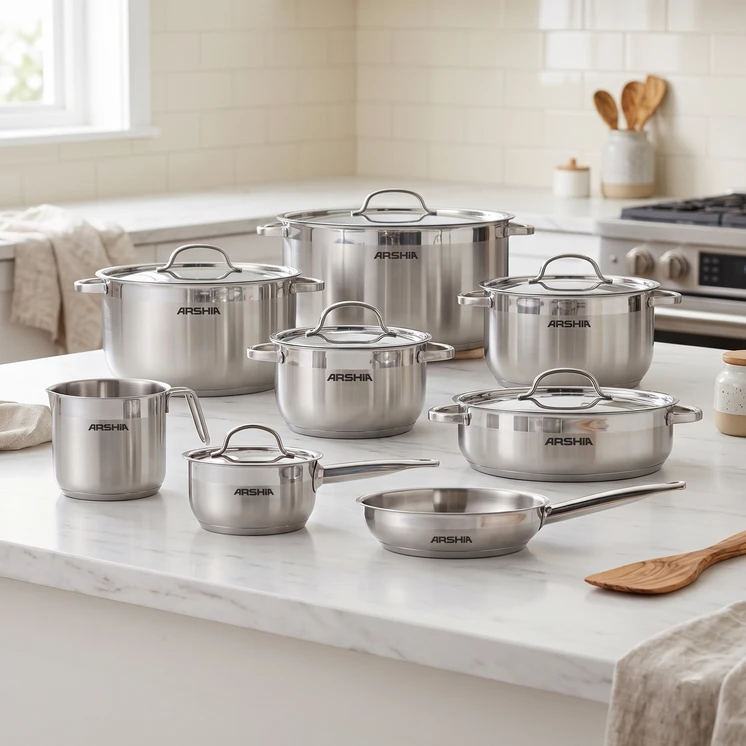 Arshia 14-Piece Stainless Steel Cookware Set