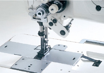 Juki LU1560N7 Double Needle, Unison Feed, Walking foot with Undertrimmer and air foot lift