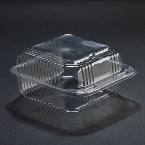 SQUARE CLEAR PLASTIC HINGED CONTAINER  - 5'' x 5'' (400)
