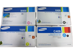 Genuine Samsung CLT-K409S, CLT-C409S, CLT-M409S, CLT-Y409S Toner Cartridges (1 set of 4) Genuine Samsung CLT-K409S, CLT-C409S, CLT-M409S, CLT-Y409S Toner Cartridges (1 set of 4)