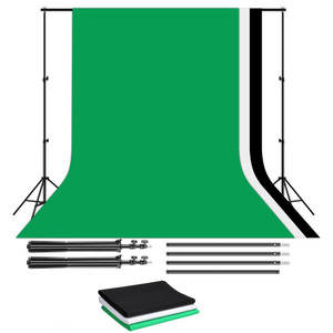 2.6X3M Photo Lighting background Frame/ Photo Lighting Backdrop Kit with Green Black White Backdrops)