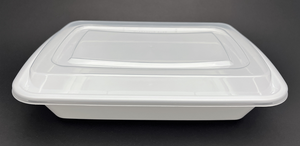 White 32 oz. Rectangular Microwaveable Take Out Container with Lid 50/CS (8''X 5.5''X 1.75'') White 32 oz. Rectangular Microwaveable Take Out Container with Lid 50/CS (8''X 5.5''X 1.75'')