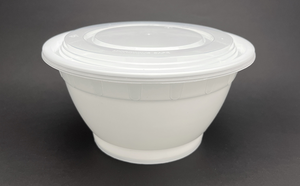 White 42 oz Plastic Noodle Bowls with Lids (150 Combos) Microwaveable White 42 oz Plastic Noodle Bowls with Lids (150 Combos) Microwaveable