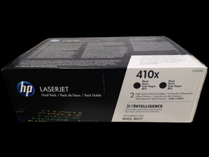 Genuine HP 410X (CF410XD) High Yield Black Original Toner, 2 Cartridges Genuine HP 410X (CF410XD) High Yield Black Original Toner, 2 Cartridges