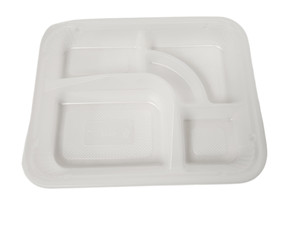 Plastic 5 Compartment Bento Box, 10.55'' x 8.19'' x 2.10'' with Clear Lids (200 Sets) Plastic 5 Compartment Bento Box, 10.55'' x 8.19'' x 2.10'' with Clear Lids (200 Sets)