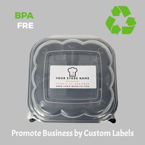 (9.13''x8.75''x2.95'') Microwaveable & BPA 3 Compartment Free Hinged/Clamshell Containers with Custom Company Labels, Used for Fries, Onion Rings, Noodles, Rice, Salad, Shawarma, Sandwich etc (120 Pcs)