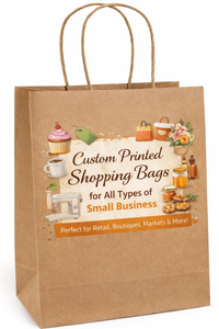 10''x6.5''x13'' Custom Printed  Kraft Paper Shopping Bags with Twisted Handle  (110 GSM) - Eco-Friendly & Heavy Duty