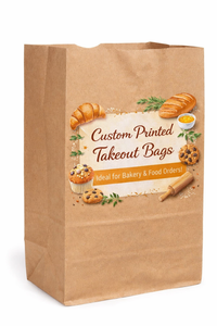 7.75''x5''x14.5'' Custom Printed Flat  14 lb Kraft Paper Bags for Bakery Cookies, Treats, Snacks, Food Packaging, Bread (110 GSM) - Eco-Friendly & Heavy Duty
