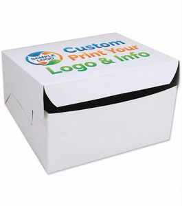 Custom Printed White Cake Boxes / Custom Cake Boxes – Logo & Info Printing (50 PCS)