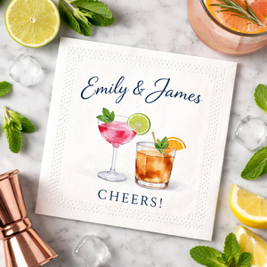 Personalized Custom Printed 2-ply paper cocktail Napkin (5''x5'') for Events, Bars & Restaurants – Qty 100