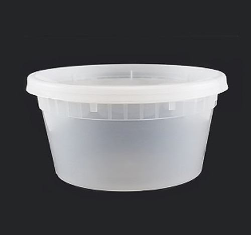 64 oz. Round Plastic Food Storage Soup Deli Container/Tub (Clear) w/Lid  120/CS