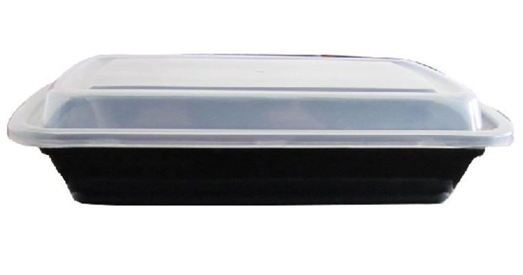 Black 16 oz. 7" x 4.75'' X 1.25'' Rectangular Microwaveable Takeout Container with Lid 150/CS