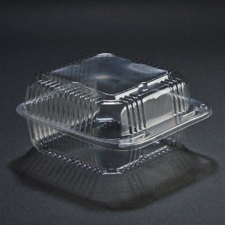 SQUARE CLEAR PLASTIC HINGED CONTAINER  - 6'' (500 PCS)