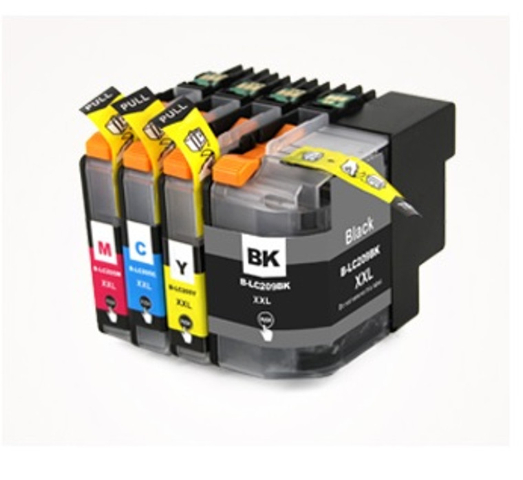 Brother LC209BK LC205CMY New Compatible Ink Cartridges (Super High Yield) (1set of 4)