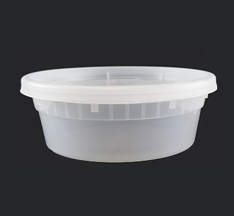 Clear 8 oz. 4.55" x 1.8'' Microwaveable Soup Container with Lid 48/CS