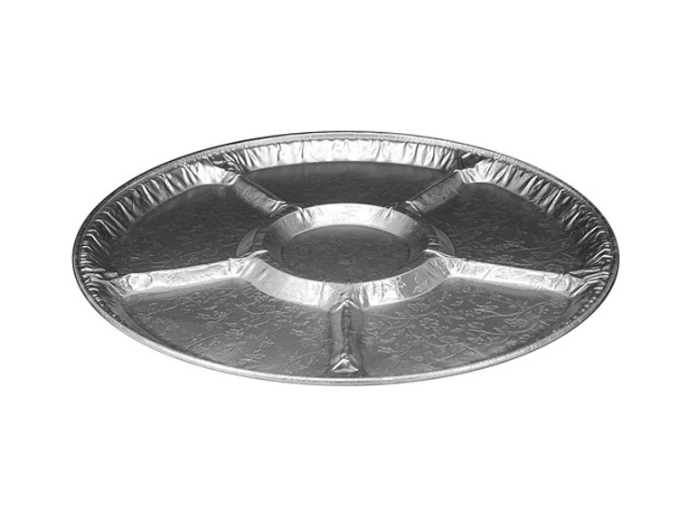 18" Round Foil Catering Tray - 6 Comp- 5/Case