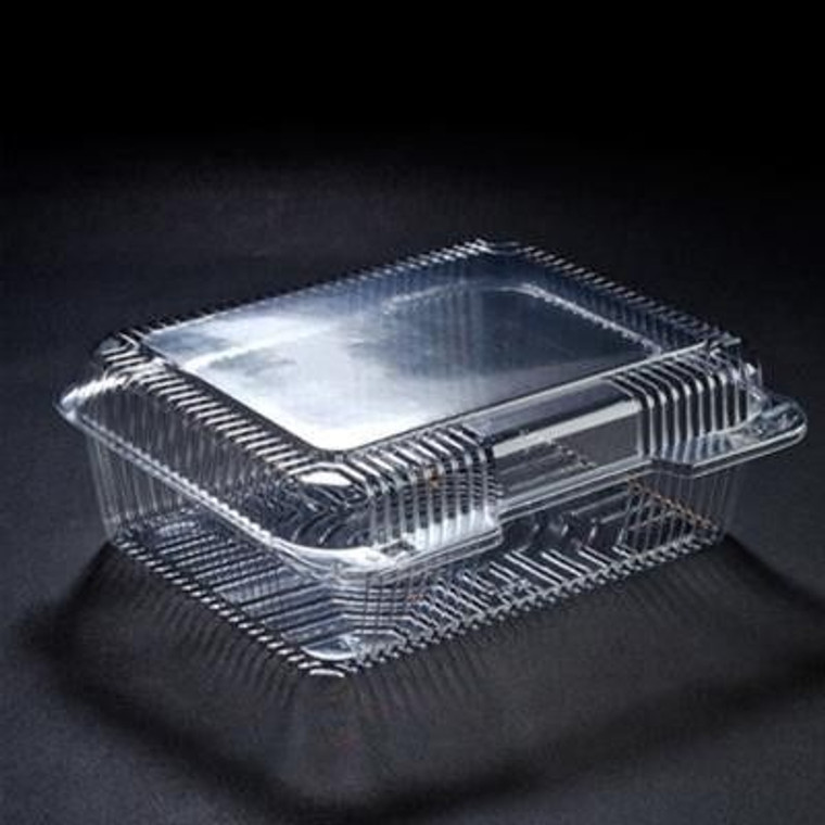 Rectangular CLEAR PLASTIC HINGED CONTAINER  - 9'' x 6''x 4'' (400 pieces)