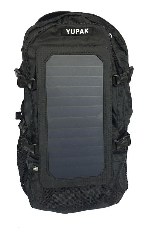 YUPAK Solar Powered Backpack with  7Watts Solar Panel & 10000 mAh Power Bank (Black)