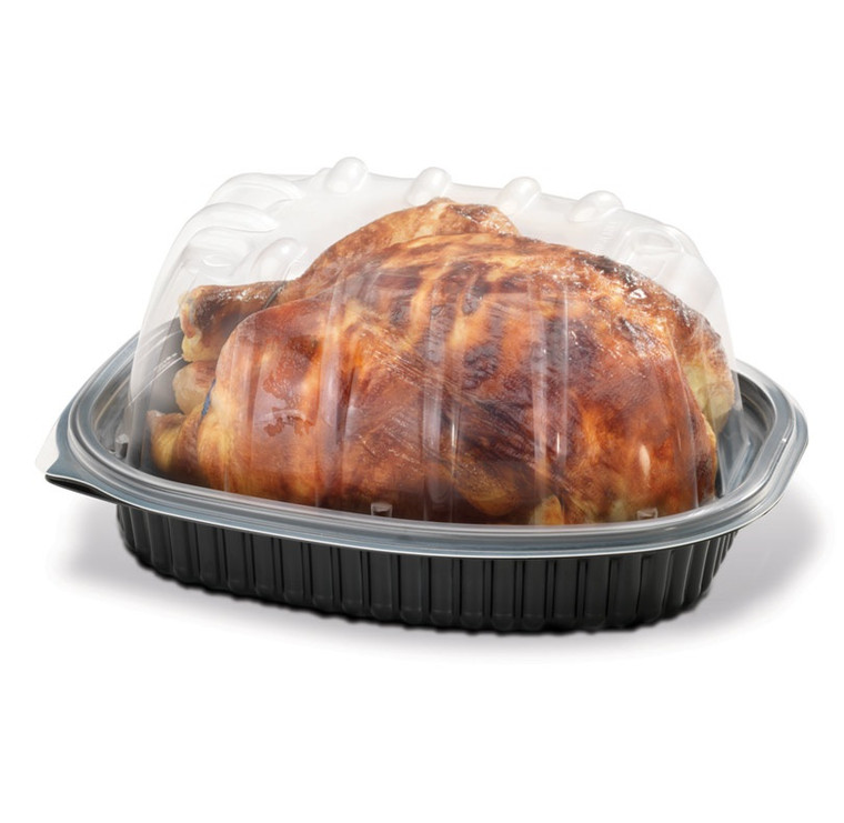 Microwavable Chicken Roaster Take-Out Container with High Dome Lid - 110/Case