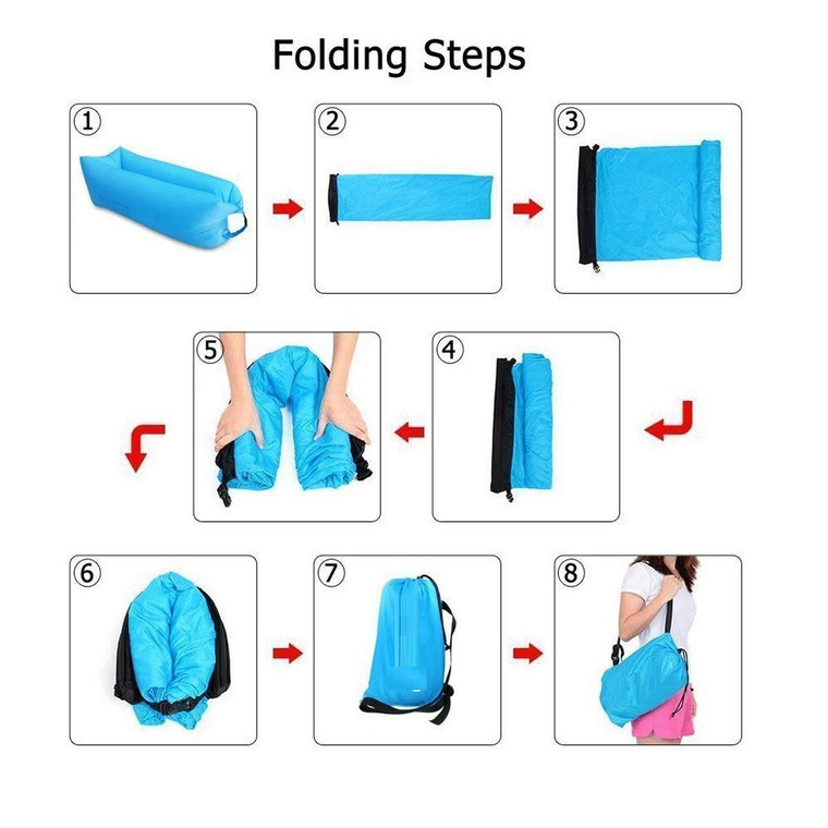 Blue Inflatable Lounger - Outdoor Waterproof Air Filled with  Travel Bag for Camping, Hiking, Traveling, Beach and Pool Party