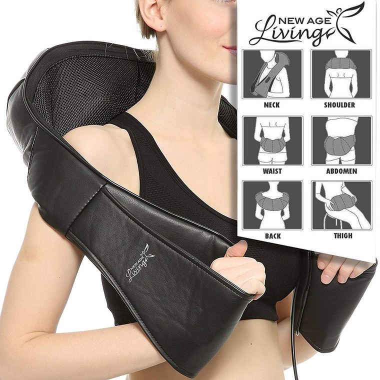 Shiatsu Neck & Shoulder Massager with Heat - Premium Quality (Black)