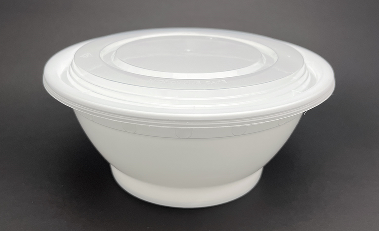 White 28 oz Plastic Noodle Bowls with Lids (150 Combos) Microwaveable