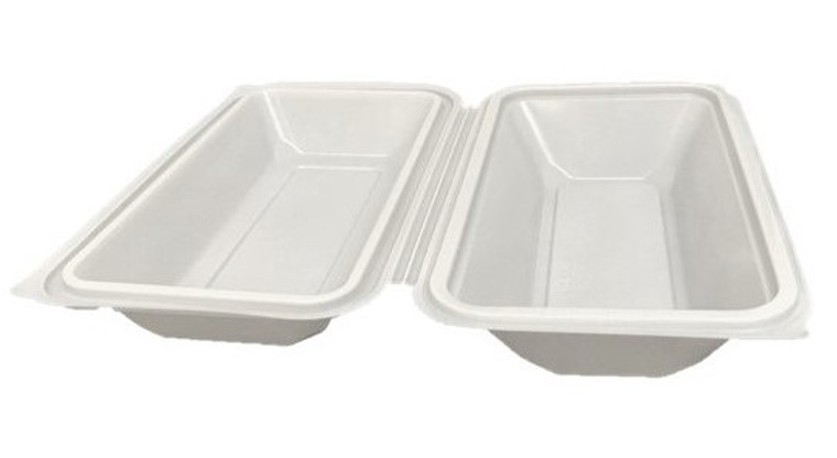 White 9''*5''*3'' Hinged Plastic / Clamshell Take Out Containers (300 Pcs)