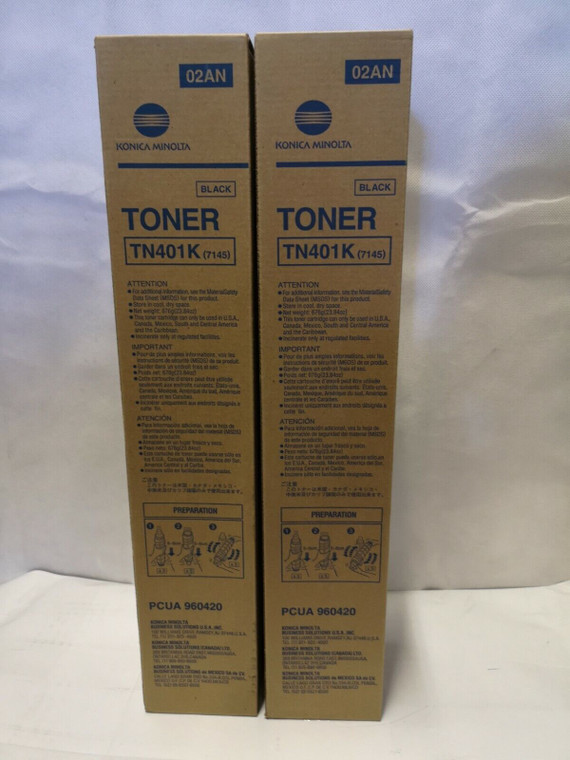 Genuine Konica Minolta TN401K Toner Cartridges (2 Pcs)