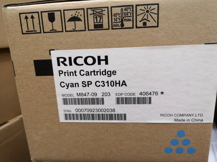 Original Ricoh 406476 Cyan Toner Cartridge For Sp C310ha