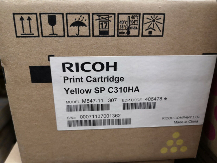 Original Ricoh 406478 Yellow Toner Cartridge For Sp C310ha