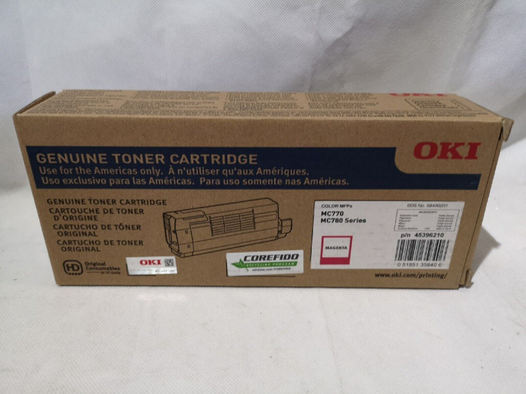 Original Oki 45396210 Magenta Toner Cartridge For Oki Mc770 Mc780