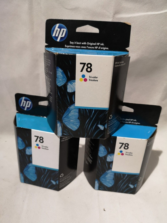 Genuine Original Hp 78 Color Ink Cartridges (3 Pcs) Expired With 30 Day Warranty