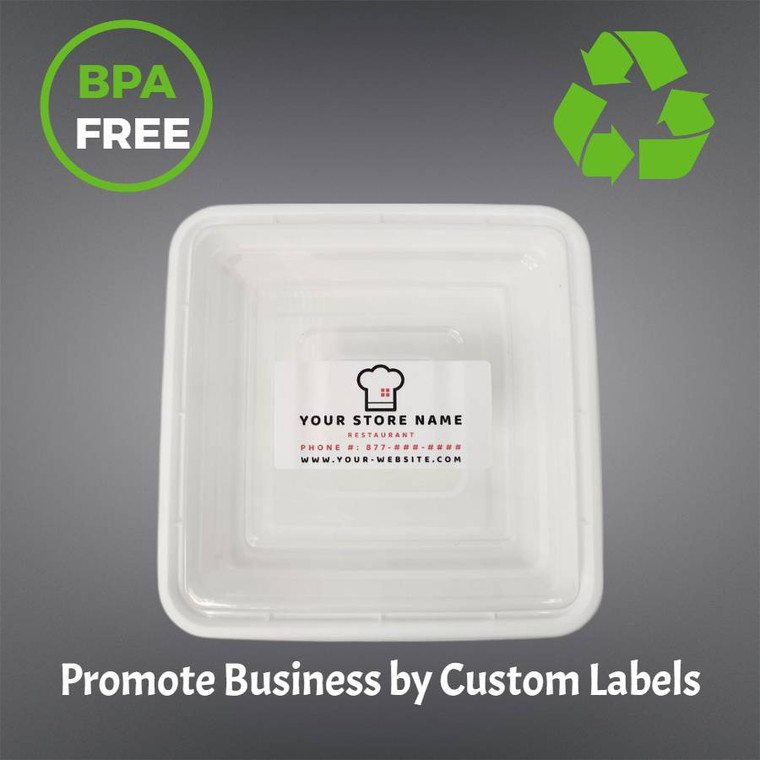 48 oz Microwaveable BPA Free Take Out Containers with Lids - Square Design (8.39''x8.39''x1.73''), Recyclable Food Storage for Hot & Cold Meals (150 Combos)