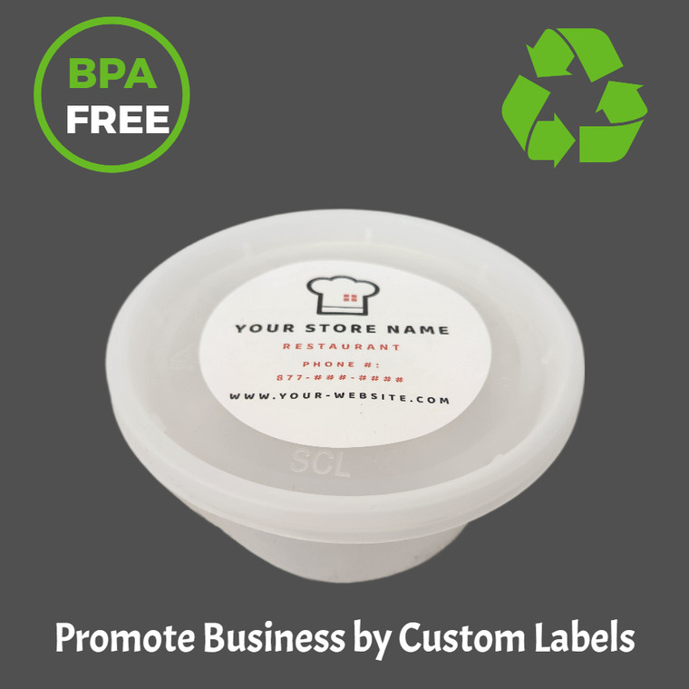 12 oz Microwaveable BPA Free Deli Containers/ Soup Containers with Lids- Custom Company Labels -(φ4.61''x2.16''), Recyclable Food Storage for Hot & Cold Meals (240 Combos)