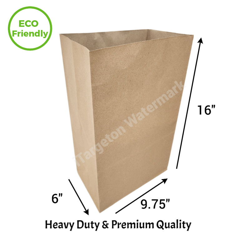 Eco-Friendly & Heavy Duty Kraft Paper Bags (110 GSM) 9.75''*6''*16'' for Bakery Cookies, Treats, Snacks, Groceries, Food Packaging (1500 PCS)
