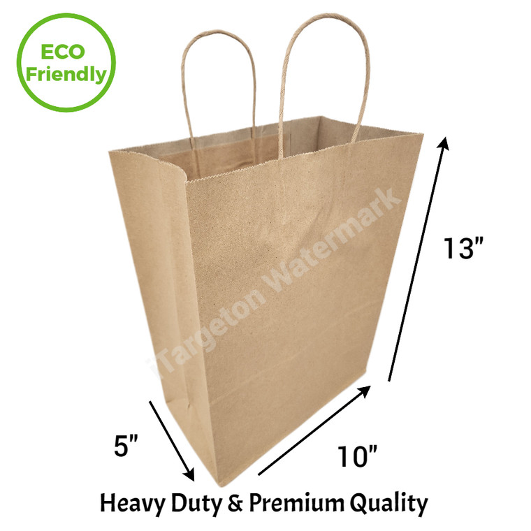 Eco-Friendly & Heavy Duty Kraft Twisted Handle Paper Bags (110 GSM) 10''x5''x13'' As Shopping Bags, Takeout Bags (750 PCS)