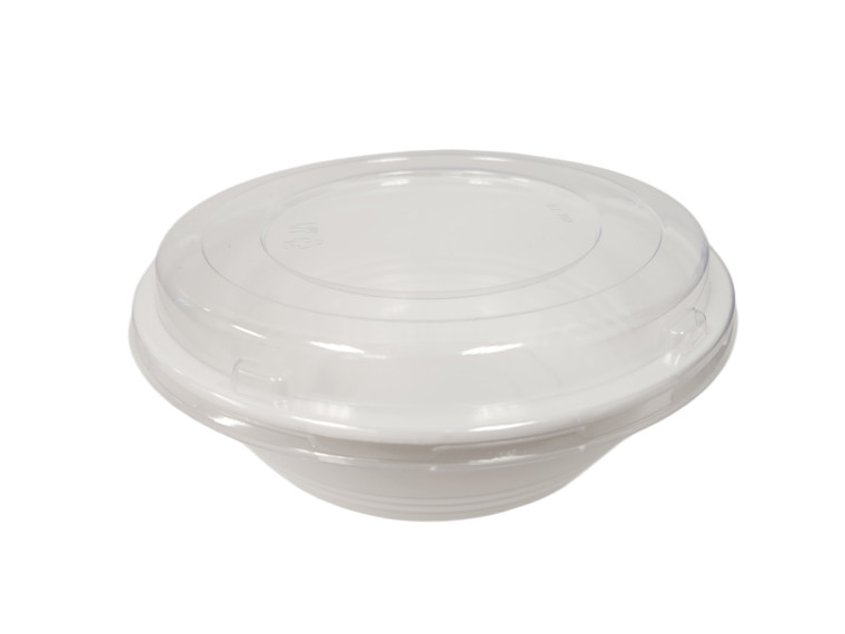 24 oz Microwaveable White PP Donburi Bowl with PET Lids (300 SETS)