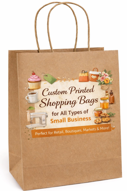 13''x7''x17'' Custom Printed  Kraft Paper Shopping Bags with Twisted Handle  (110 GSM) - Eco-Friendly & Heavy Duty