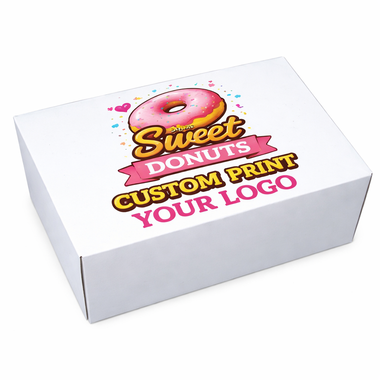 Custom Printed Bakery Boxes for Donuts, Cookies, Muffins - 10'' W x7'' Lx3.5'' H (50 pcs) - Printed in Canada