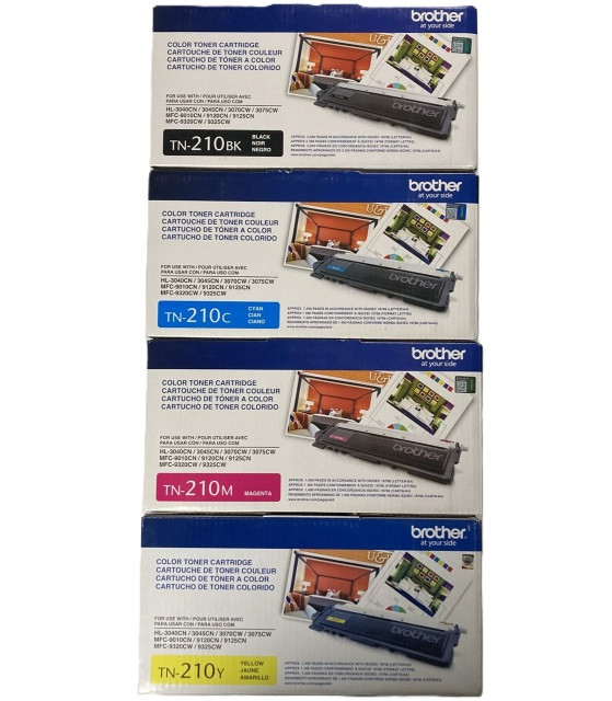 Original Brother TN-210 Black Cyan Magenta Yellow Toner Cartridges (1 Set)