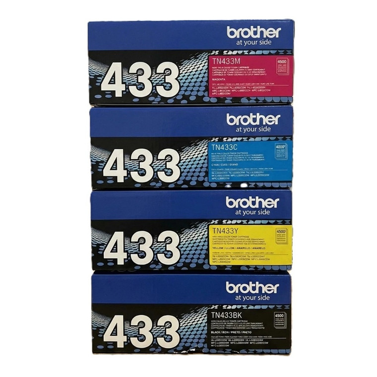 Genuine Brother TN433 Toner Cartridge Combo High Yield BK/C/M/Y