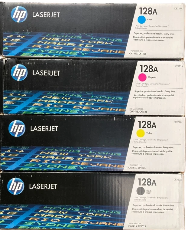 Genuine HP 128A  CE320A CE321A CE322A CE323A Toner Cartridges (1 set)