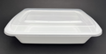 White 28 oz. 8" x 6'' X 1.5'' Rectangular Take Out Microwaveable Container with Lid 150/CS