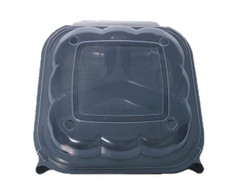 Black 9.13"*8.75"*2.95" Hinged Plastic / Clamshell 3 Compartment Take ...